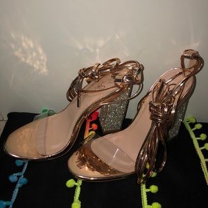 Lace up Rose Gold heels